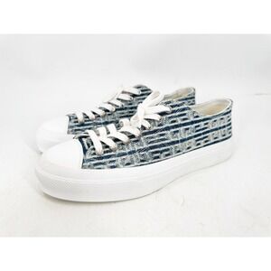 Givenchy City Court Sneakers Mens 43 Blue 4G Monogram Jacquard Luxury Low Top